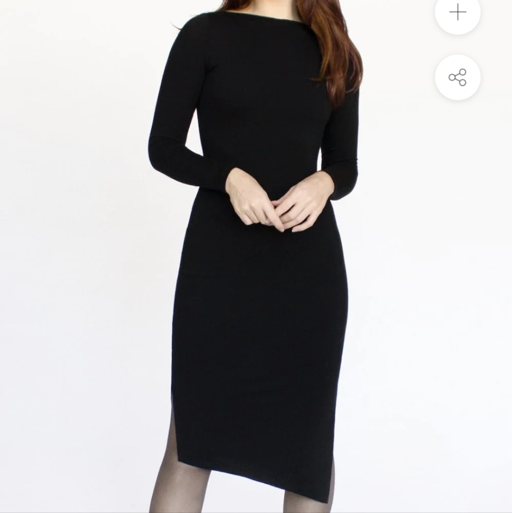 Size M black merino wool bodycon dress from cobalt street, never worn